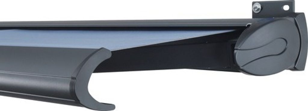 SOLUNA Kassettenmarkise Exclusiv 4,5x2,5 Stoff Dessin 8204 Gestell RAL 7016 anthrazitgrau Antrieb rechts inkl. Motor und