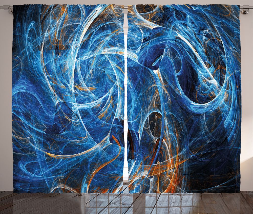 ABAKUHAUS Platz Rustikaler Gardine, Wissenschaft Ficton Digitale, Schlafzimmer Kräuselband Vorhang mit Schlaufen und Haken, 280 x 175 cm, Orange Blau