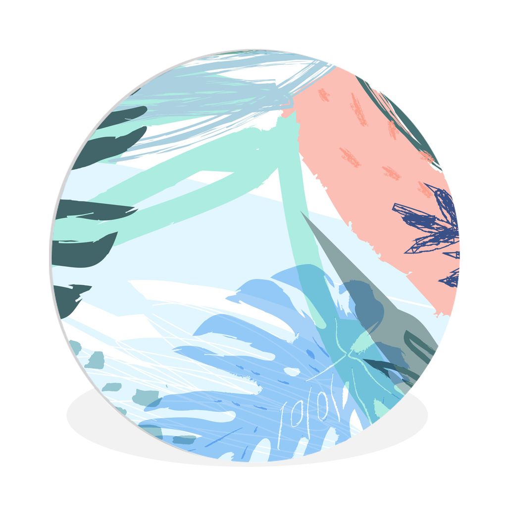 MuchoWow Rundes Wandbild - Runde Bilder Sommer - Blau - Grün Ø 90 cm Kreis Wanddekoration Kunststoff - Wandkreis - Wandschmuck - Wand-Kreis - W...