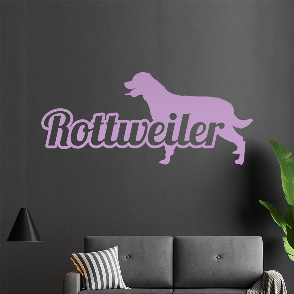 KIWISTAR Rottweiler mit Name Schrift Silhouette Wandtattoo in 6 Größen - Wandaufkleber Wall Sticker - Dekoration, Küche, Wohnzimmer, Schlafzimme...