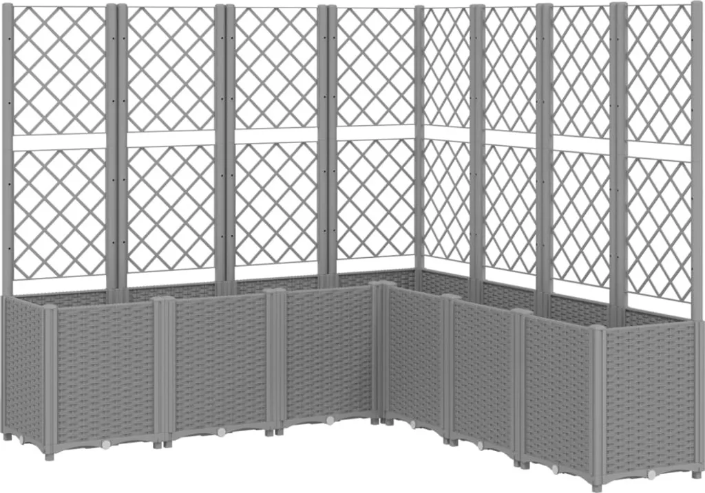 Bac à fleurs design 160x160 cm gris clair avec treillis résistant