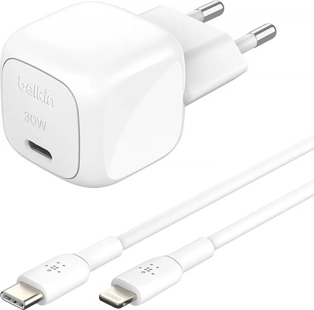 Chargeur USB-C 30W Belkin PD et PPS avec câble Lightning 1m blanc - 11