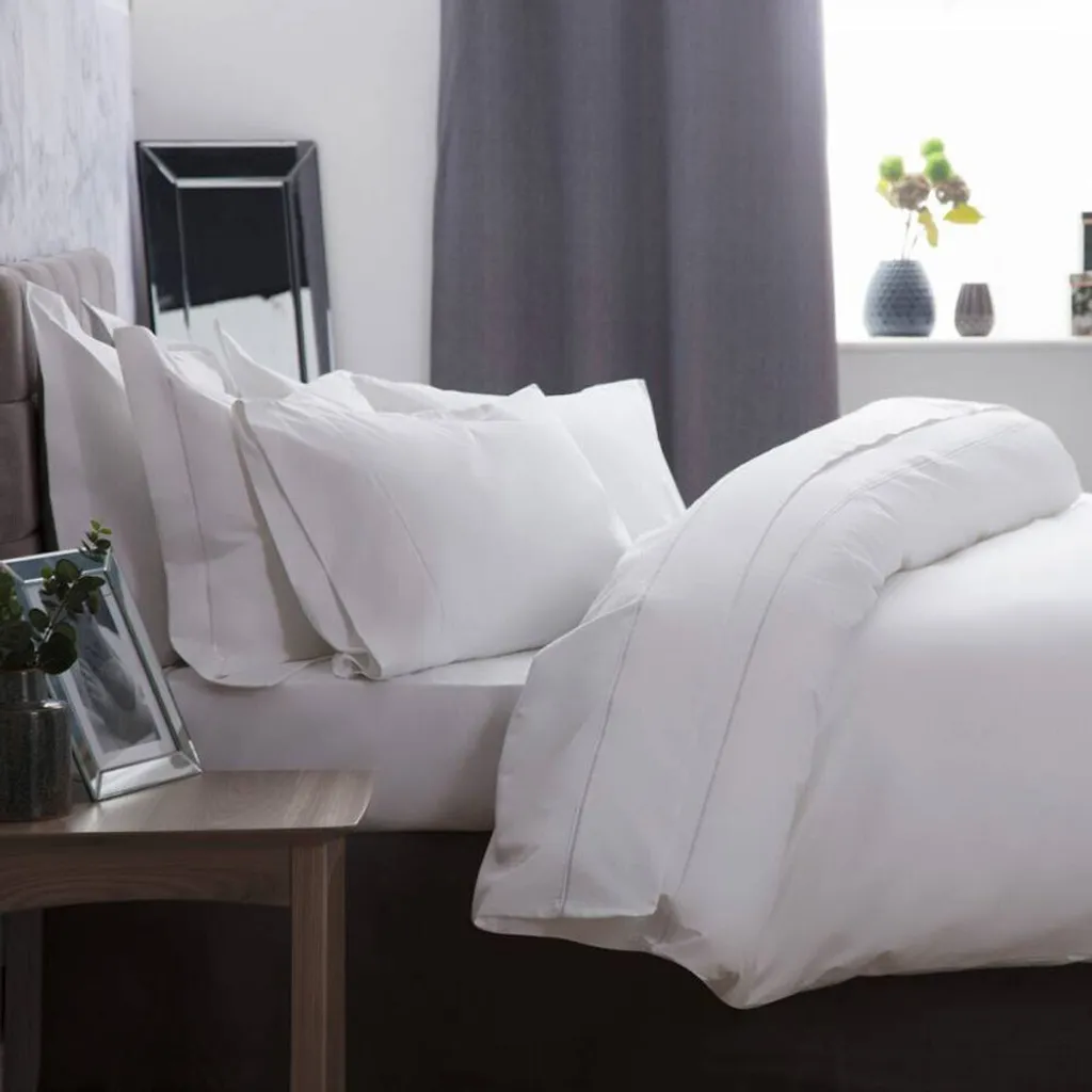 Belledorm BM319 Housse de couette blanche en coton égyptien soyeux Emperor