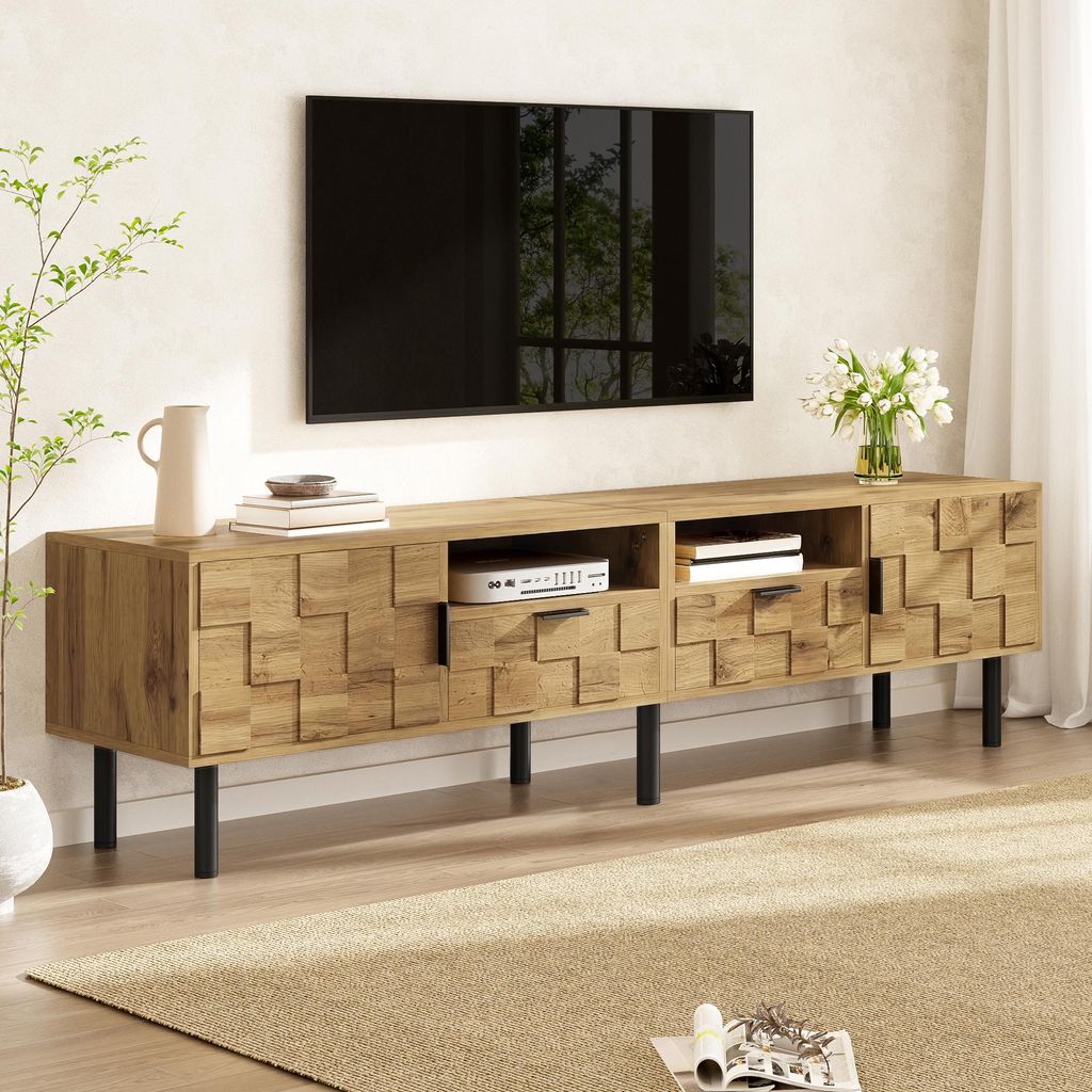 Merax TV-Lowboard in Mosaik-Design mit 2 Türen und 2 Produktbild 