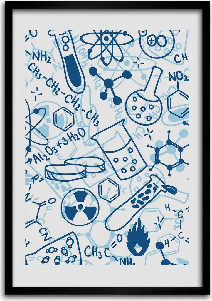 Bild - Bilderrahmen - Foto - 70 cm x 100 cm - MDF - Rahmen - Wandkunst - Chemie Hintergrund