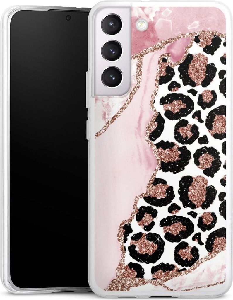 DeinDesign Handyhülle für Samsung Galaxy S22+ Silikon Hülle Case Smartphone Schutzhülle Glitzer Look Leopard Marmor