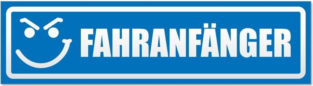 Kiwistar - Autoaufkleber - Blau - 60 x 16 cm - Fahranfänger Gesicht invertiert - Hinweis Aufkleber Sticker für Auto, Kfz, Fahrrad, PKW, LKW