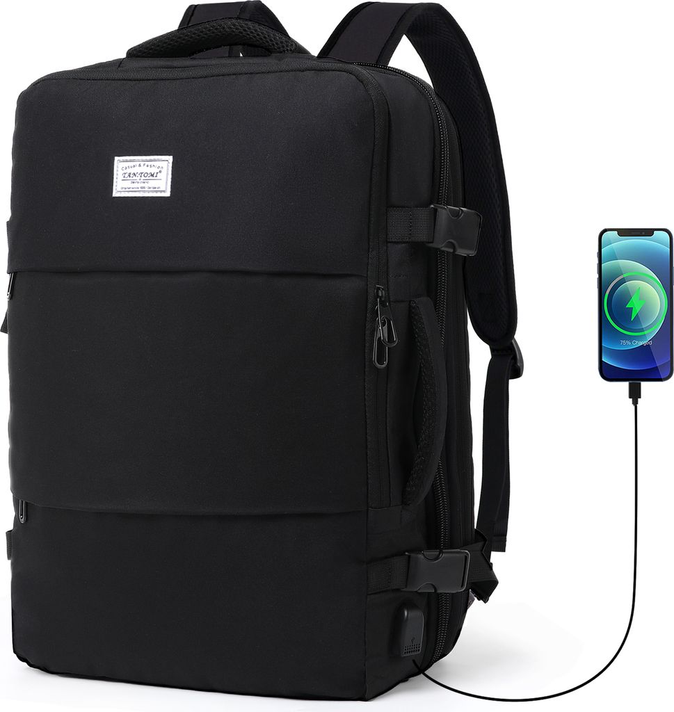 Mofut Reiserucksack mit USB-Ladeanschluss, Erweiterbar Businesstasche für 15,6 Laptop, Rucksack Damen Reiserucksack, Flugzeug genehmigt, Wasserdicht