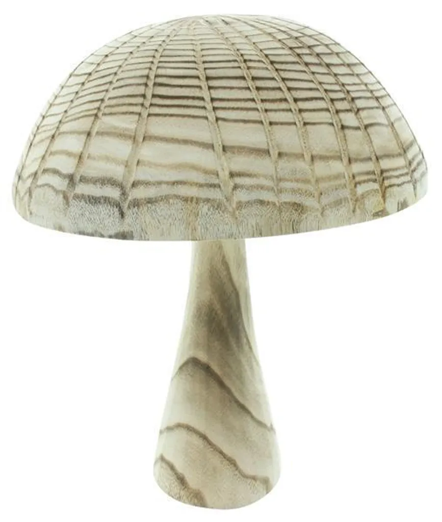 Champignon en bois géant 35 cm style Parasol - Déco bois naturel d'automne