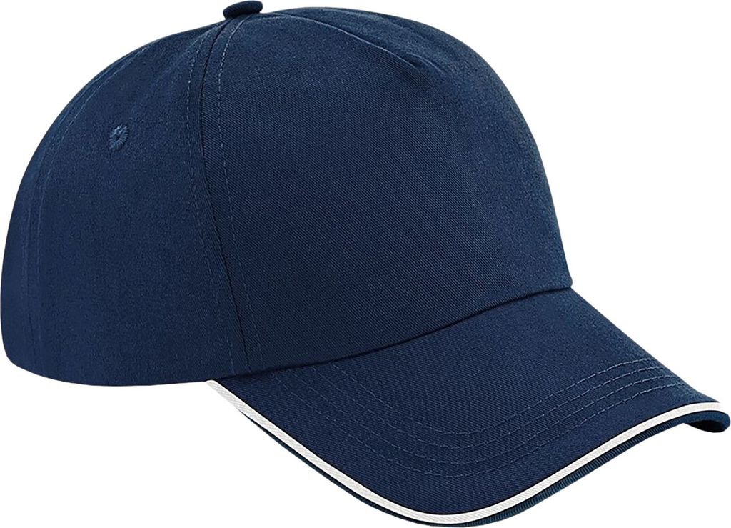 Beechfield Authentic 5-Panel Kappe RW7120 (Einheitsgröße) (Weiß/Navy)