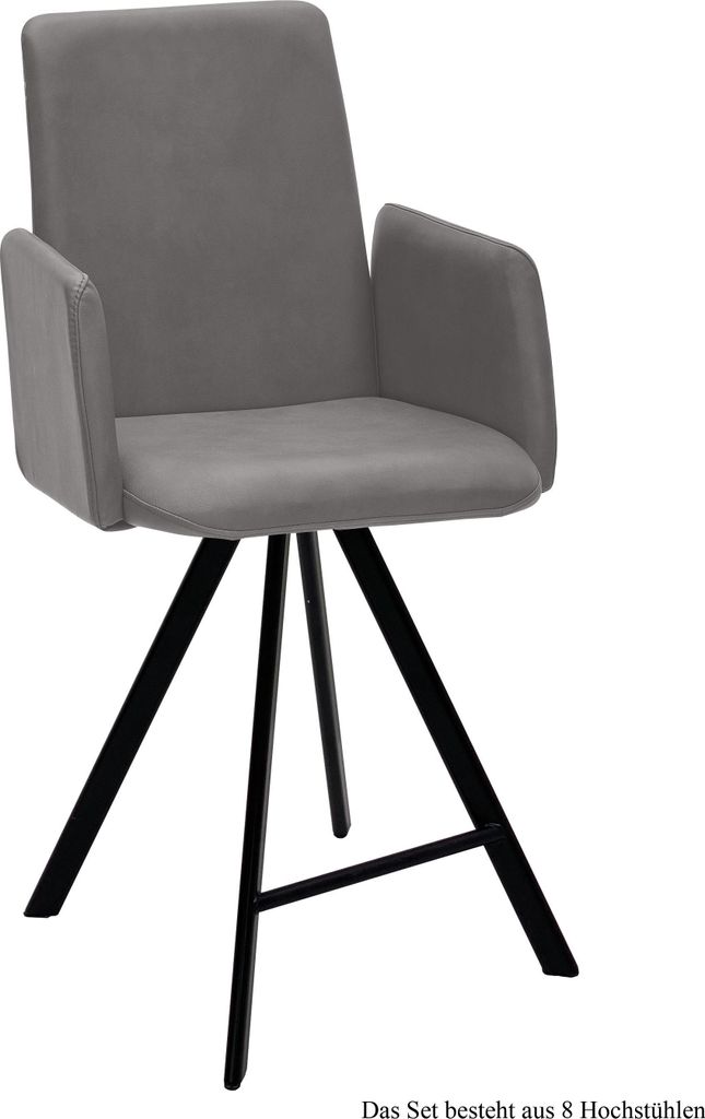 Thekenstuhl (8er-Set) Deerdre 52x109x60 Schwarz/Grau