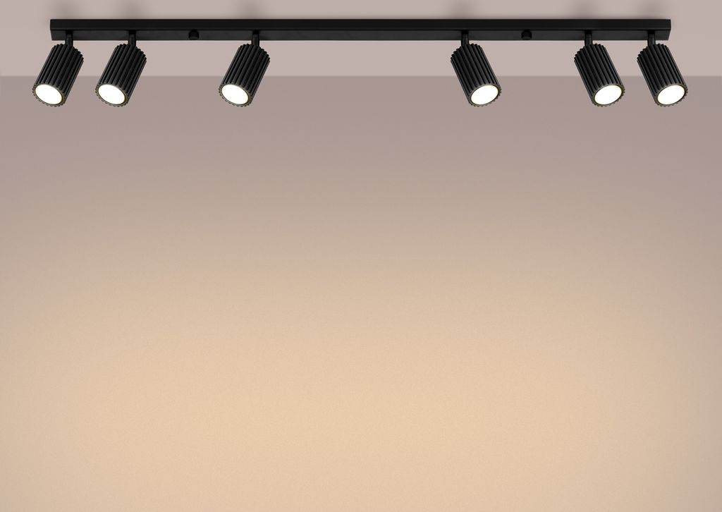 Plafond KARBON 6L schwarz 6xGU10 10W Aluminium 16.5x6.5x117cm Sollux Lighting
