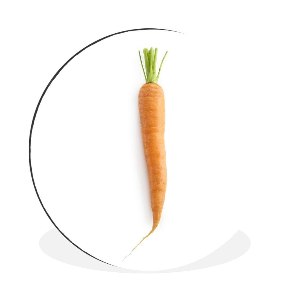MuchoWow Aluminium Wandkreis Eine orangefarbene Karotte auf weißem Hintergrund Ø 30 cm Wanddeko Modern Wohnzimmer - Wand Bild - Wohnzimmer - Ru...