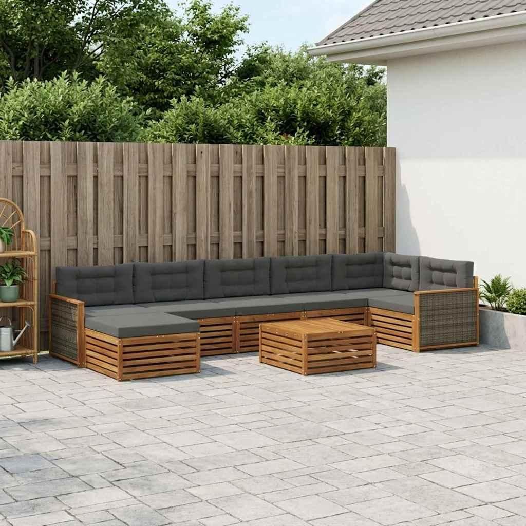 Möbel Outdoor-Sofagarnitur mit Kissen 8 pcs Natur und AnthrazitGartensofas - Gartensofas c1417