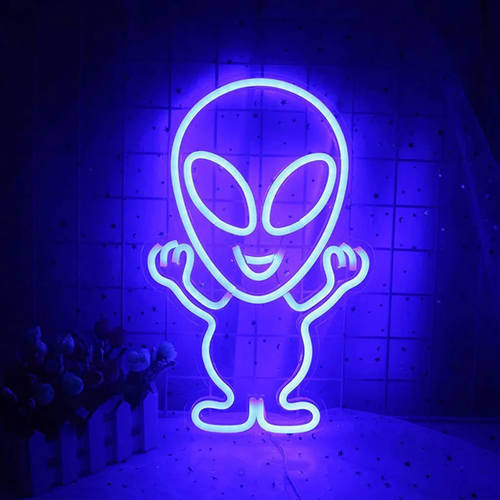 Néon mural Alien LED décoration lumineuse pour salle de jeux et bar USB