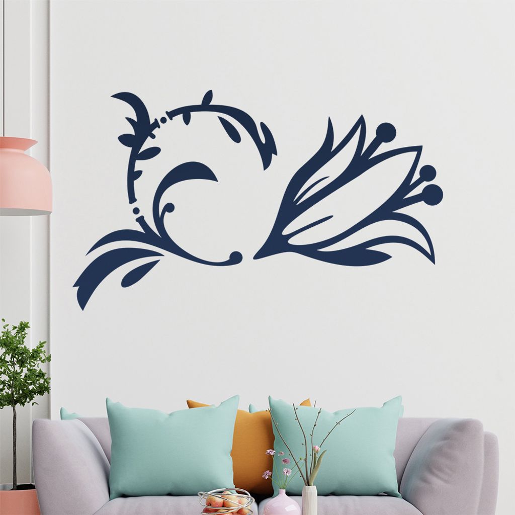 Blume - Ranken Wandtattoo in 6 Größen - Wandaufkleber Wall Sticker - Dekoration, Küche, Wohnzimmer, Schlafzimmer, Badezimmer