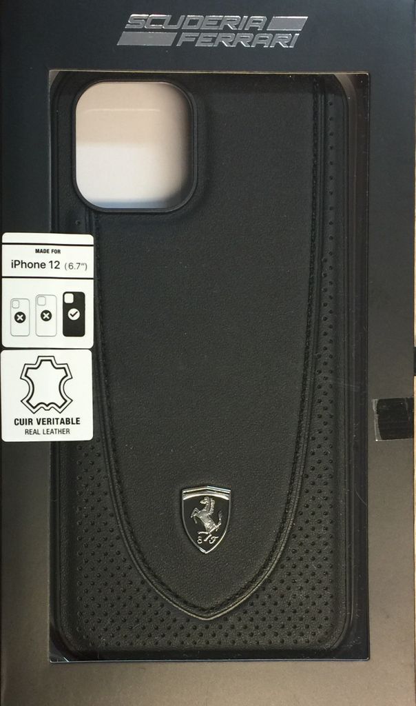 Ferrari FEOGOHCP12LBK iPhone 12 Pro Max 6.7 schwarz/schwarz Hardcase Off Track Perforated Handyhülle
