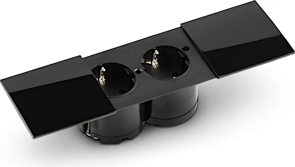 Bloc Double Prise Encastrable avec Interrupteur Noir pour Cuisine