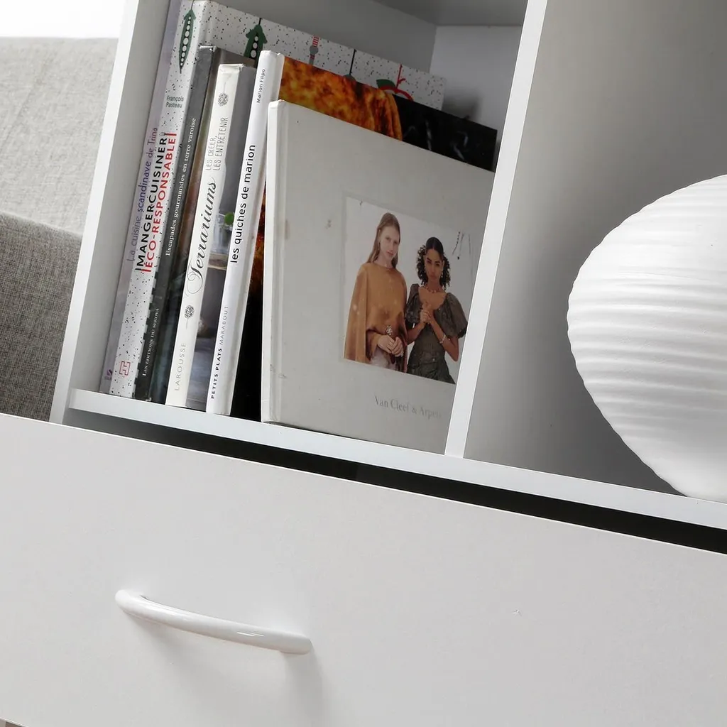 Étagère de Rangement 4 Casiers CALICOSY - Structure Compacte en Blanc