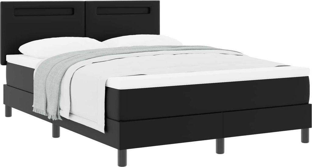 Boxspringbett mit Matratze Schwarz 140 x 190 cm Kunstleder