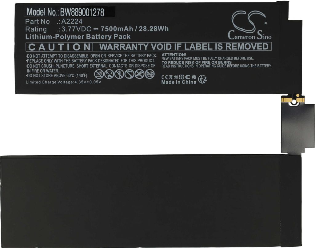 vhbw Akku kompatibel mit Apple iPad Pro 11 2nd Gen 2020, 11 2020 Tablet Pad (7500 mAh, 3,77 V, Li-Polymer)