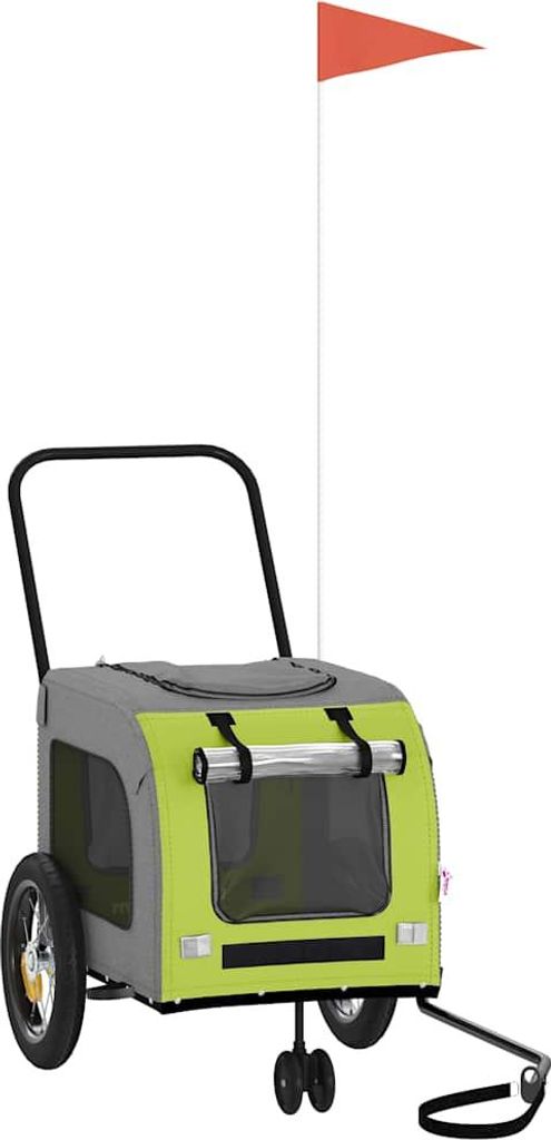 vidaXL Fahrradanhänger für Haustiere Grün und Grau 125 x 53 x 54 cm