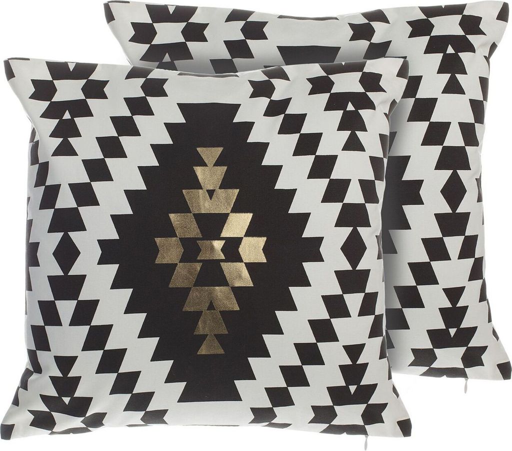 BELIANI Dekokissen Schwarz Baumwolle 45 x 45 cm 2er Set Produktbild 