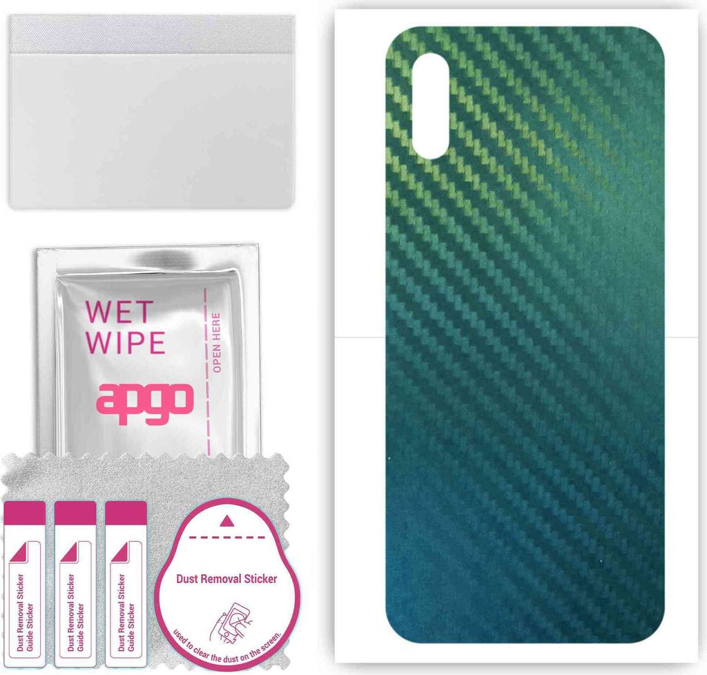 apgo Rückseite Schutzfolie, Skin, kompatibel mit Xiaomi Redmi 9i, Hinten Displayschutzfolie aus Vinylfolie, kratzfest, einfache Montage - Kohlenst...