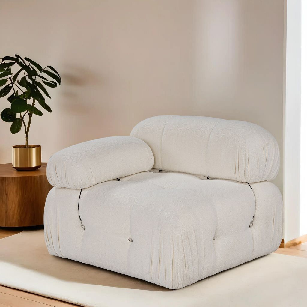 Hanah Home, Bubble L1 - Beige, 1-Sitzer-Sofa, Weiß, 95 x 95 x 75 cm