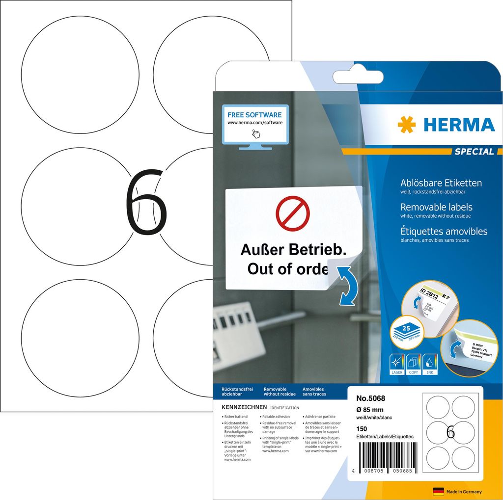 Herma 85 Mm Removable 150 Pieces Bandbedruckte Etiketten Durchsichtig Durchsichtig One Size