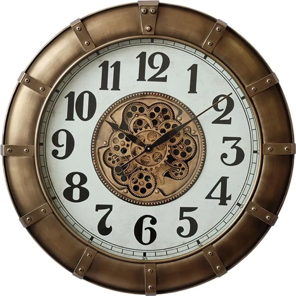 Horloge murale design or pour salon et séjour chic Loft 80 x 9,5 cm