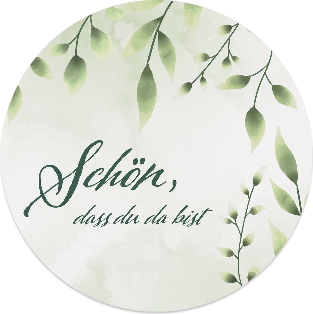 MAVANTO® 20x Schön dass du da bist Aufkleber 4,5 cm rund - Produktbild 