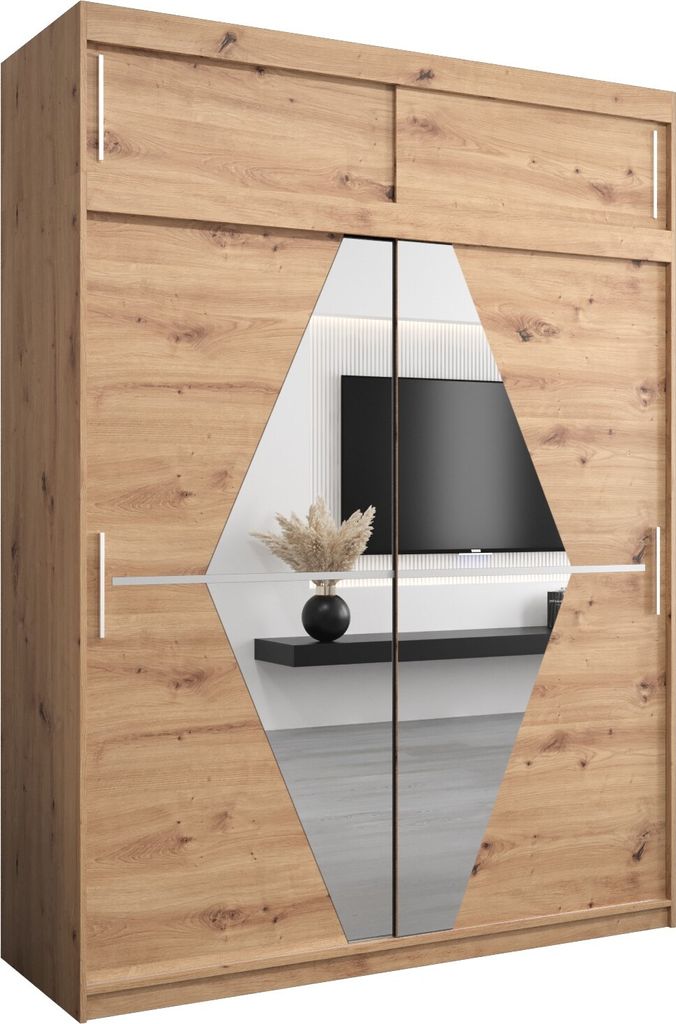 Kleiderschrank, Schiebetürenschrank Schlafzimmer, Schrank mit Spiegel BOLIWIA 180 mit Aufsatz, Höhe 240 cm