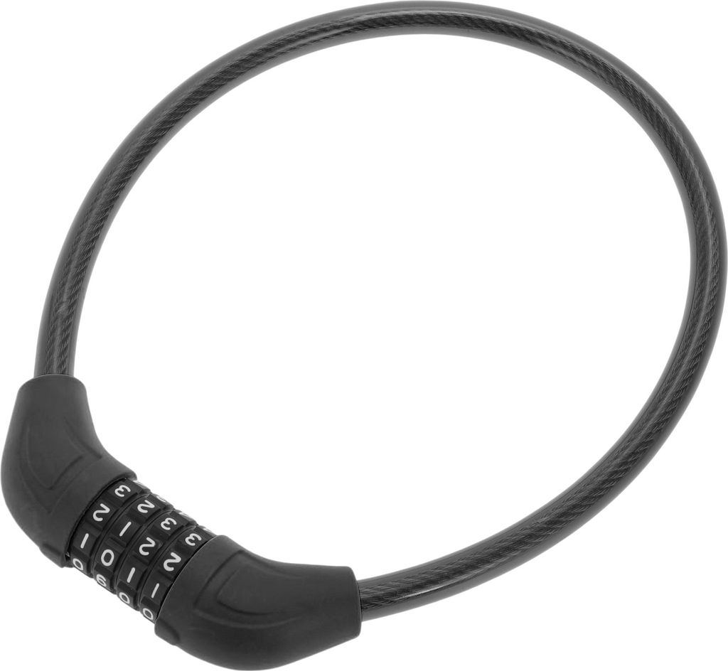 60cm Universalsicherheits-Fahrradschloss, Rostfreies Fahrradkabelschloss mit 4-stelligem Zahlencode für Rennrad Mountainbike Elektrofahrrad, Schwarz