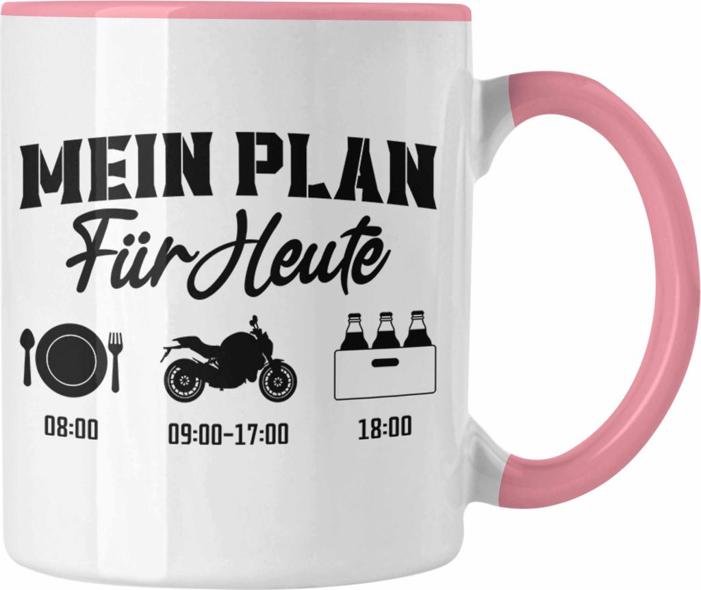 Trendation - Motorradfahrer Geschenk für Männer Motorrad Tasse Sprüche Kaffeetasse für Biker Herren (Rosa)