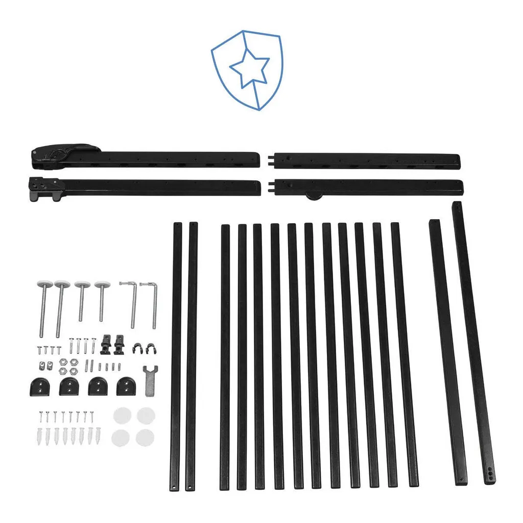 Barrière de Sécurité Enfant Extensible Noire Fixation Pression et Vis - 18