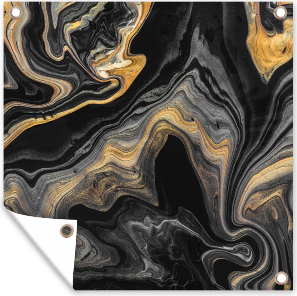 MuchoWow 50x50 cm Outdoor-Poster Gartendeko Sichtschutz Garten Poster für den Garten Marmor - Acryl - Gold - Luxus - Abstrakt
