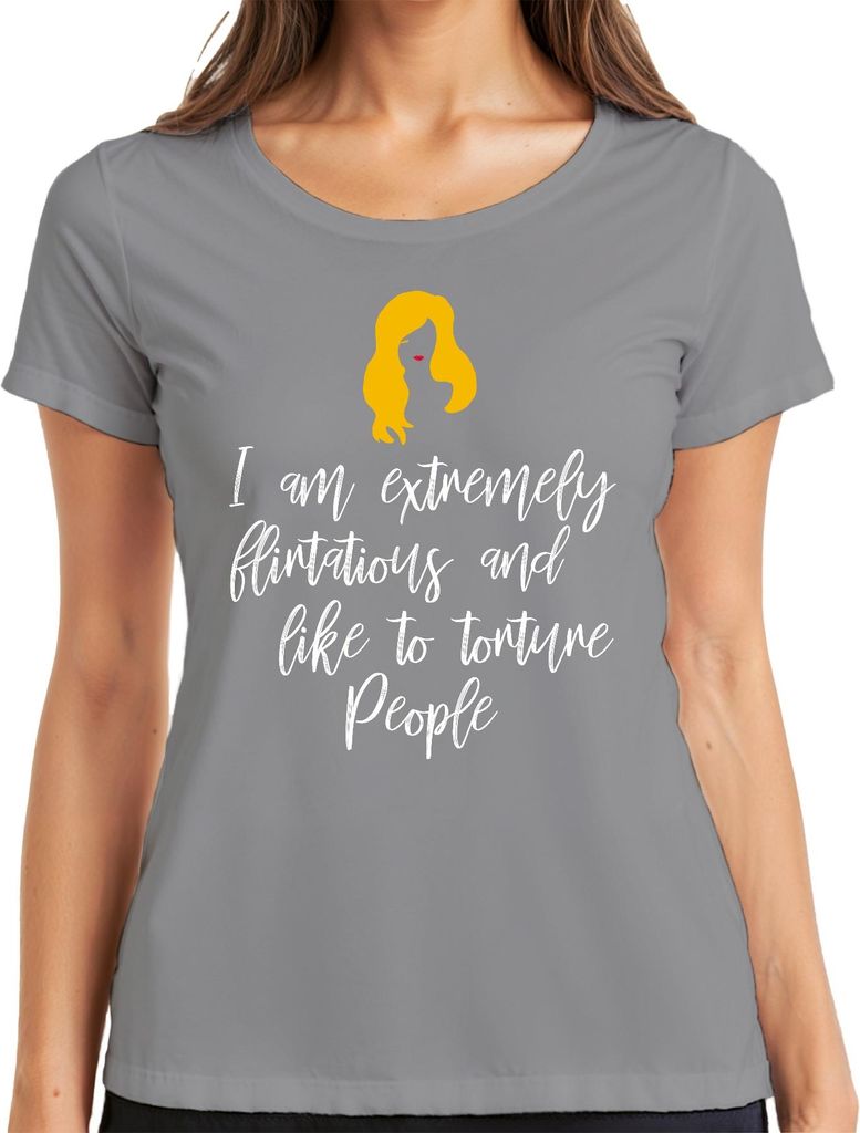 I am extremely flirtatious and like to frech sarkastisch jga Damen T-Shirt, Grau, M