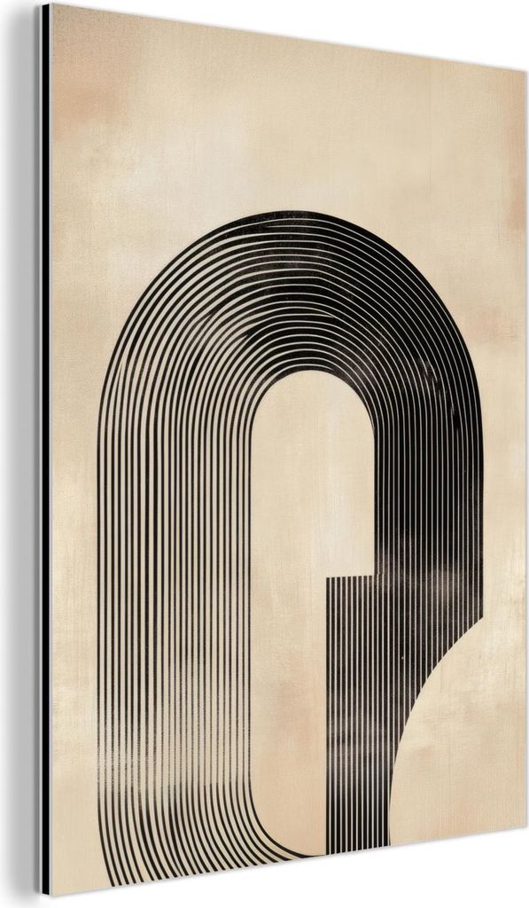MuchoWow Wanddekoration Metall Metallbild Wandkunst 30x40 cm Schleife - Streifen - Minimalistisch - Schwarz MuchoWow Aluminium Gemälde - Bilder
