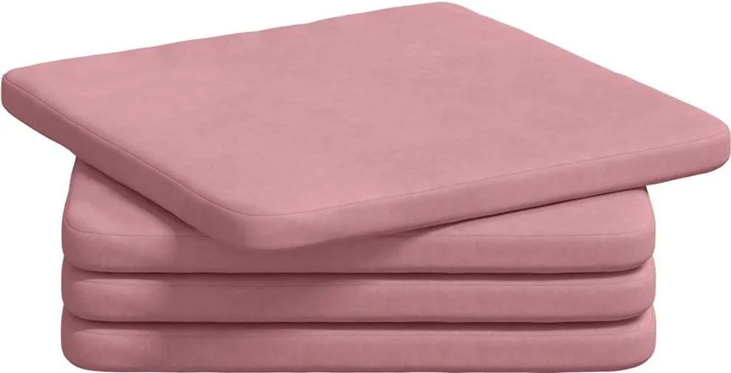 Assise de Chaise Rose en Velours 40x40 cm - Décoration Salon Lot de 4