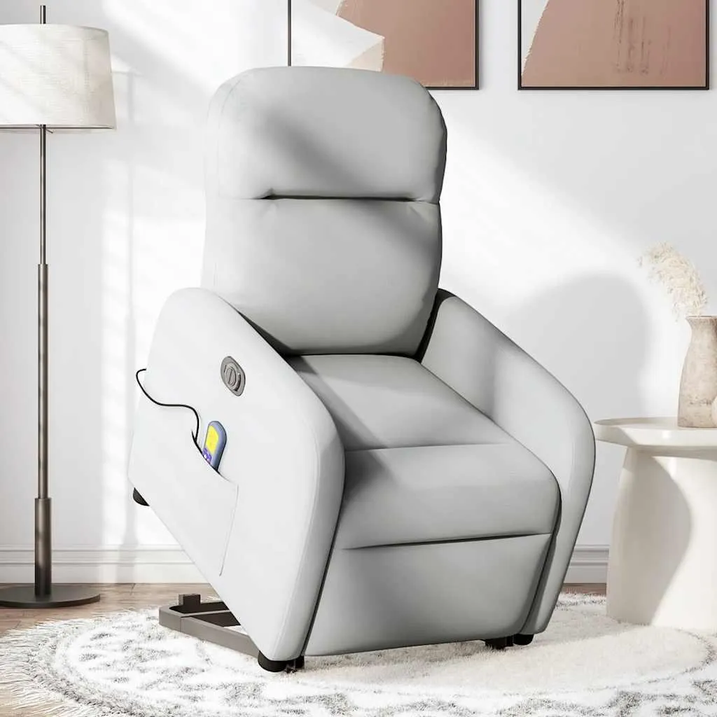 Fauteuil relax massant électrique avec aide au lever en tissu gris