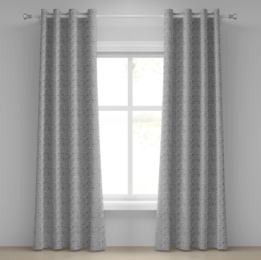 ABAKUHAUS Stadt Ösenvorhang, Gedrängte Stadtleben-Darstellung in einem einfachen Schwarzweiss-zeichnenden großen Gebäuden, Dekorative 2-Panel-F...