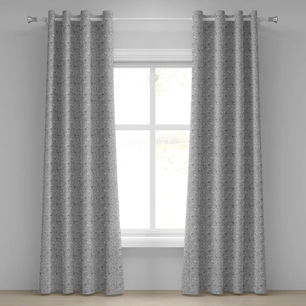 ABAKUHAUS Tenda con occhielli, rappresentazione della vita frenetica della città in un semplice disegno in bianco e nero di grandi edifici, tende decorative a 2 pannelli, 280 cm x 245 cm, bianco e nero