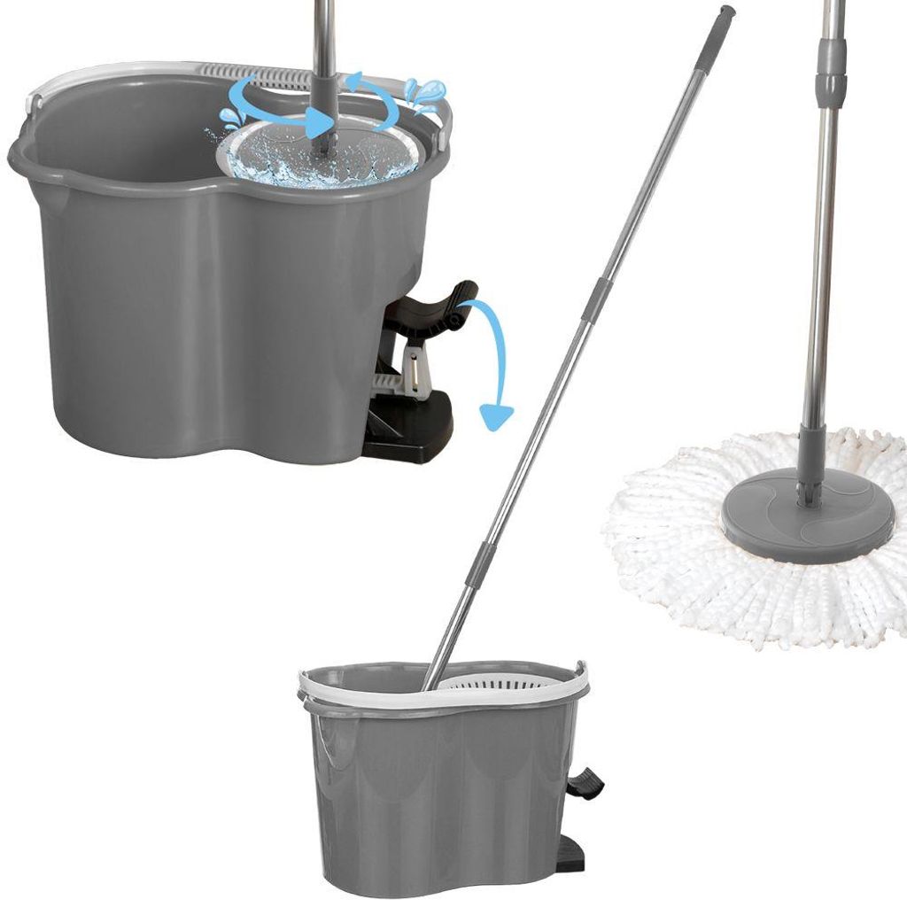 Orion Wischmopp | Bodenwischer mit Eimer automatisches Auswringen mit Fußpedal-Mechanismus Tretfunktion rotierend