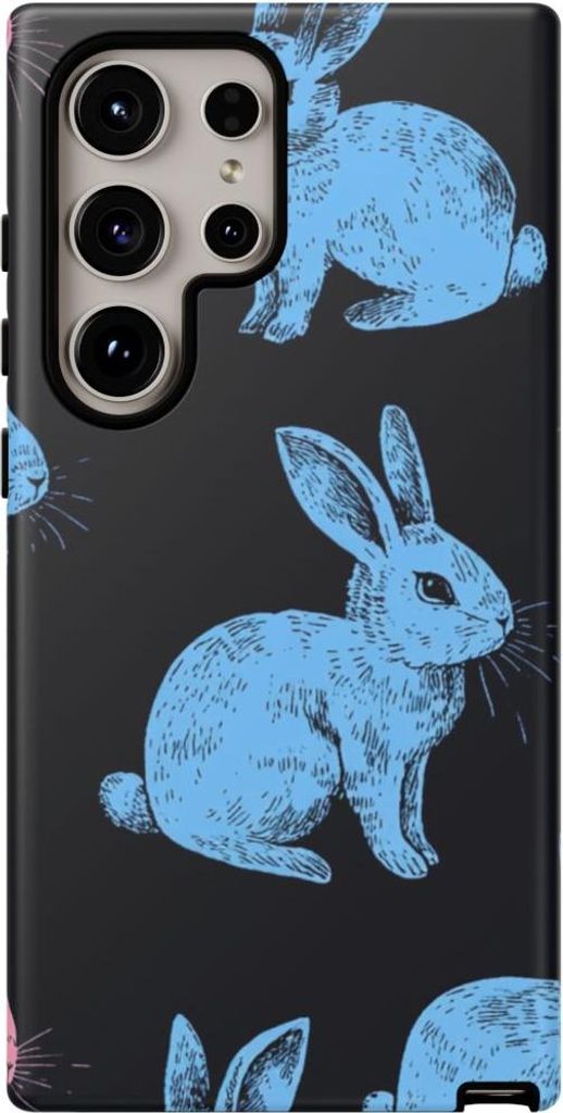 Bunte Hasen auf schwarzem Hintergrund – Hülle Kompatibel mit Samsung Galaxy S24 Ultra
