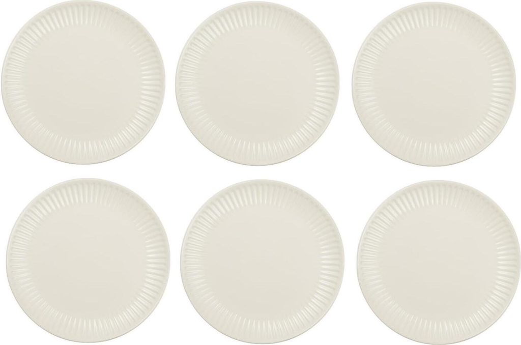 6er Set Speiseteller Essteller MYNTE Butter Cream creme weiß D. 28cm Ib Laursen