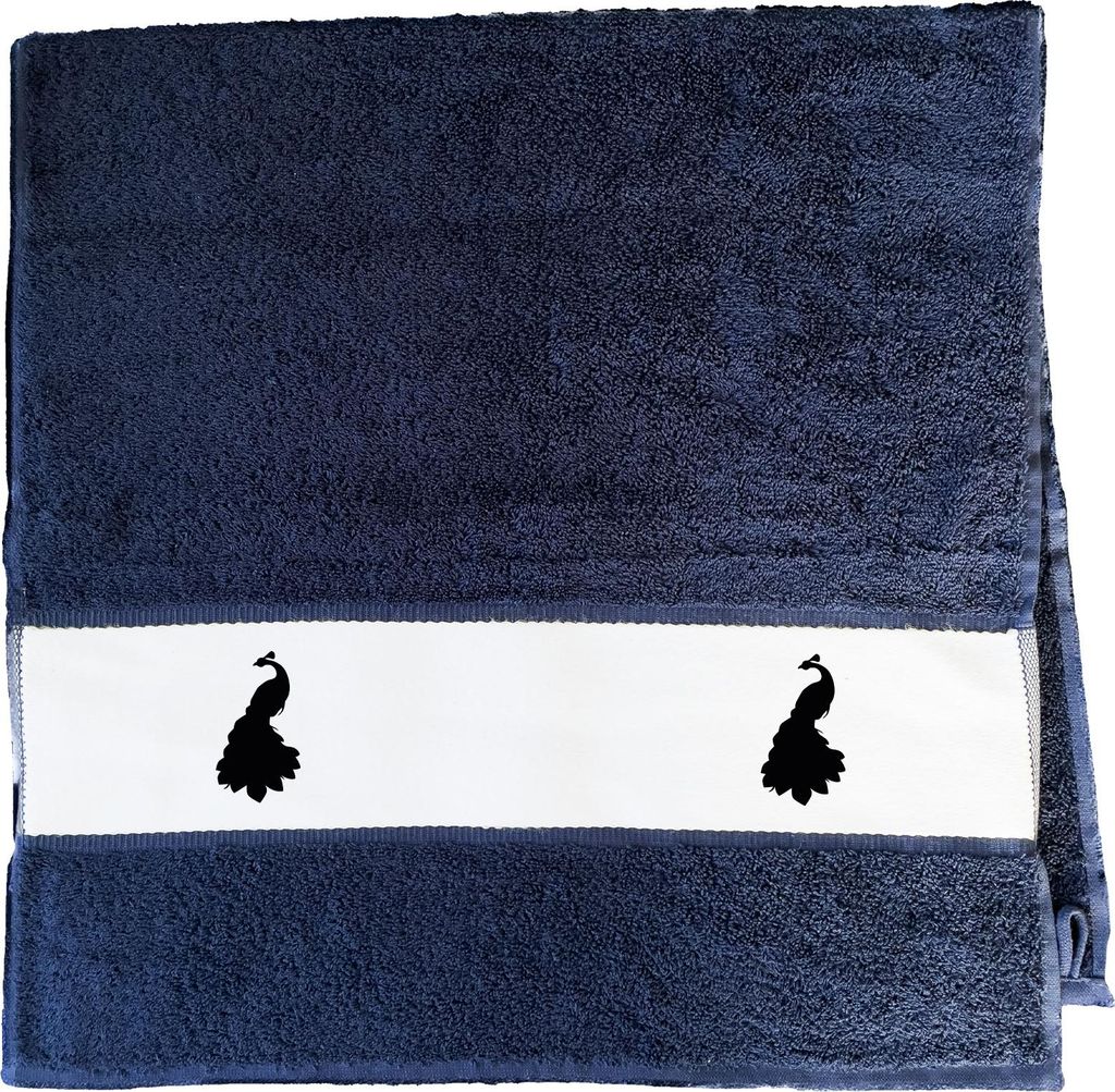 Huuraa Handtuch Pfau Silhouette 50x100cm French Navy Baumwolle Handtuch Geschenkidee