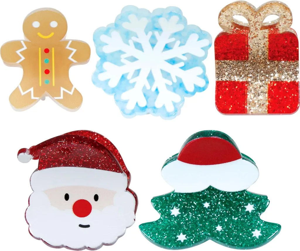 5 Mollette Capelli Natale con Glitter - Look Feste per Bambina e Donna