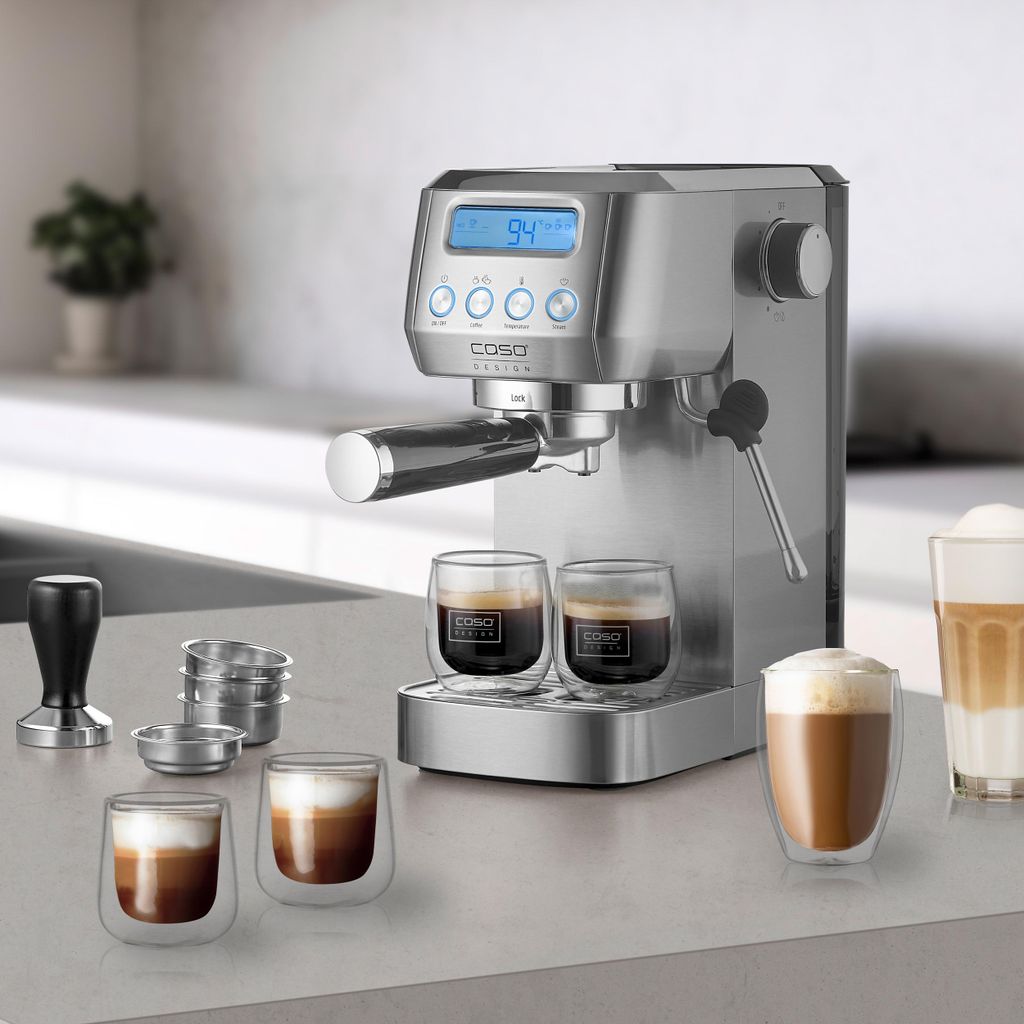 CASO EspressoGourmet Crema – Siebträgermaschine aus Edelstahl, mit Milchaufschäumer, Espresso, Cappuccino, 20 bar ULKA-Pumpe, ESE Pads