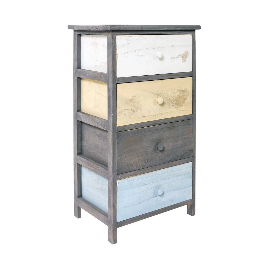 Commode étroite 4 tiroirs Rebecca Mobili bois gris blanc - 5